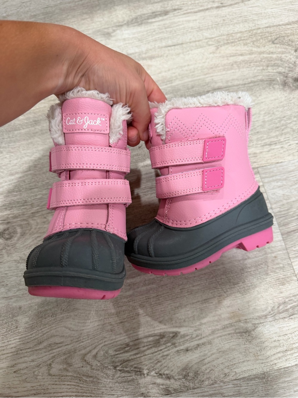 Cat & Jack Pink and Gray Insulated Kids Snow Boots